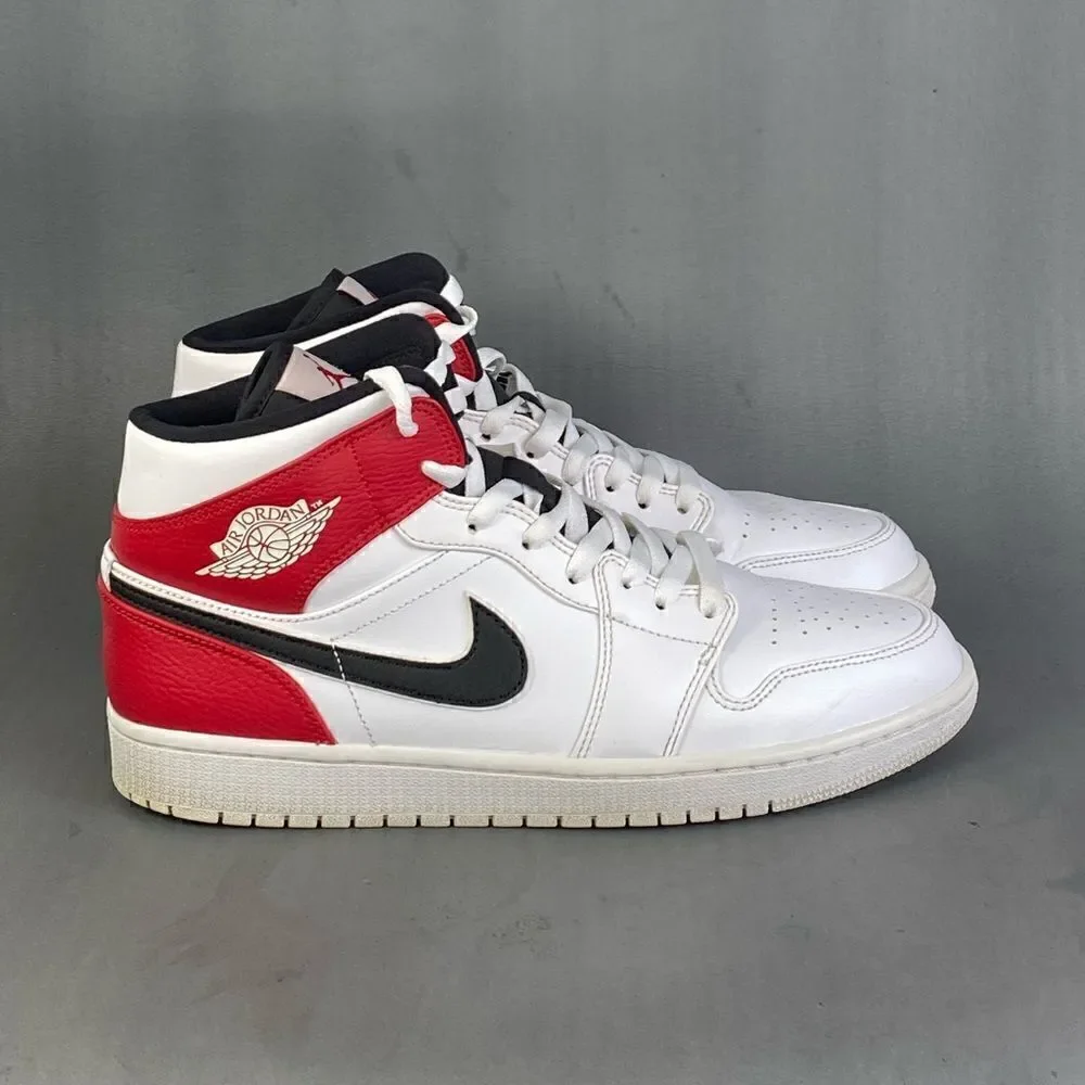 Nike Air Jordan 1 Retro Mid Chicago White Black Gym Red mens size 10